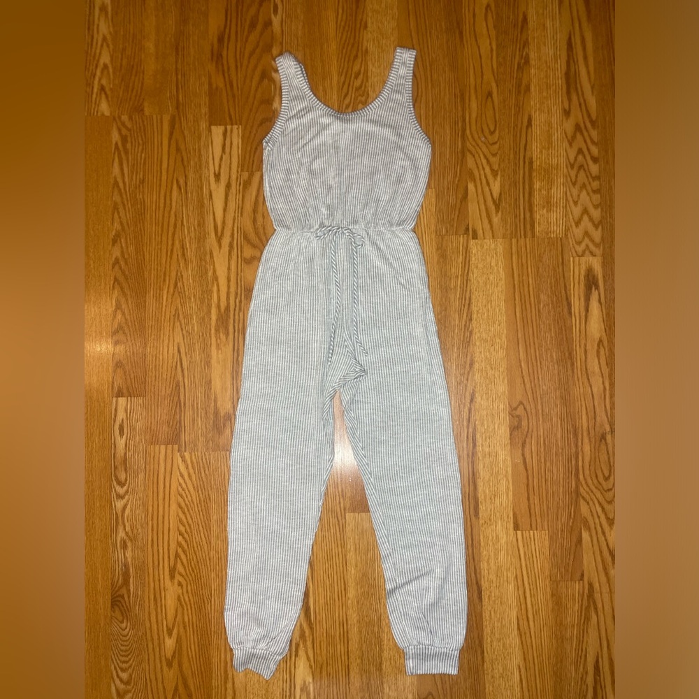 Caution to the Wind blue/white striped lightweight tank top jumpsuit
